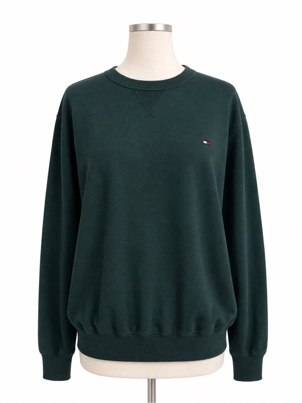 Tommy Hilfiger Green Crewneck Sweater Cotton Womens Long Sleeve Small New